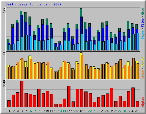 Daily usage for January 2007