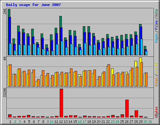 Daily usage for June 2007