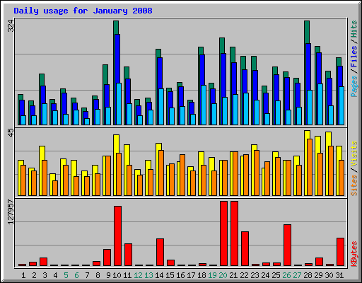 Daily usage for January 2008