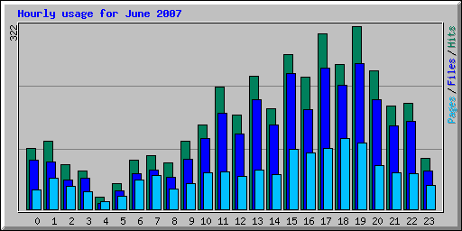 Hourly usage for June 2007