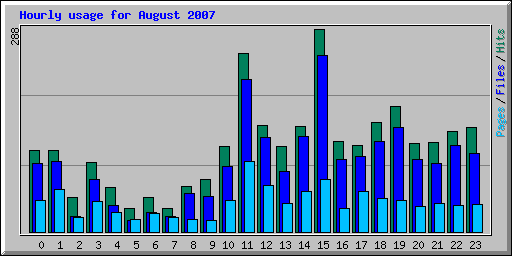 Hourly usage for August 2007