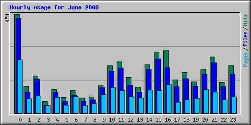Hourly usage for June 2008