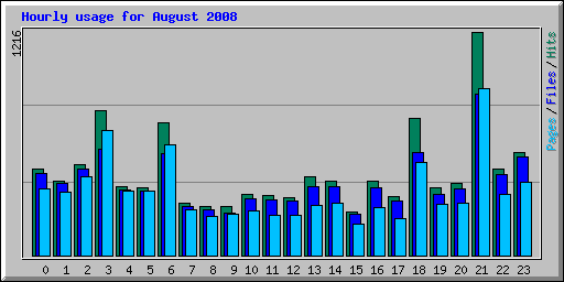 Hourly usage for August 2008